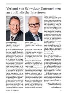 Verkauf von Schweizer Unternehmen an ausländische Investoren