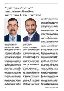 Negativzinspolitik der SNB: Ausnahmesituation wird zum Dauerzustand