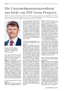 Die Unternehmenssteuerreform aus Sicht von PSP Swiss Property