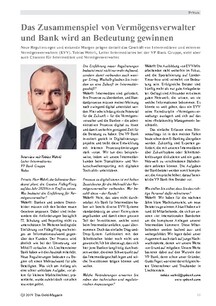 Das Zusammenspiel von Vermögensverwalter und Bank wird an Bedeutung gewinnen