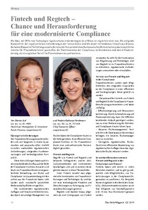 Fintech und Regtech – Chance und Herausforderung für eine modernisierte Compliance