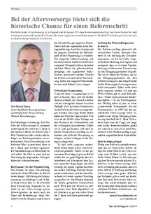 Bei der Altersvorsorge bietet sich die historische Chance für einen Reformschritt