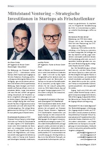Mittelstand Venturing – Strategische Investitionen in Startups als Frischzellenkur