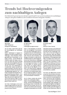 Trends bei Hochvermögenden zum nachhaltigen Anlegen