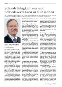 Schiedsfähigkeit von und Schiedsverfahren in Erbsachen