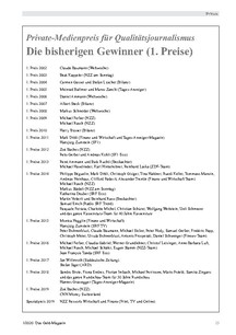 Private-Medienpreis für Qualitätsjournalismus