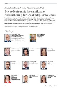 Private-Medienpreis für Qualitätsjournalismus