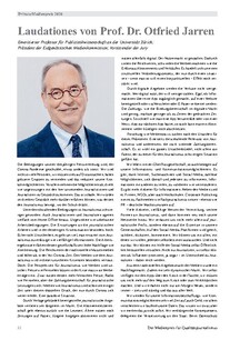 Laudationes von Prof. Dr. Otfried Jarren, Präsident der Eidgenössischen Medienkommission, Vorsitzender der Jury