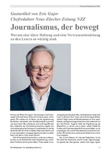 Gastartikel von Eric Gujer, Chefredaktor der Neuen Zürcher Zeitung: «Journalismus, der bewegt»