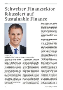 Schweizer Finanzsektor fokussiert auf Sustainable Finance