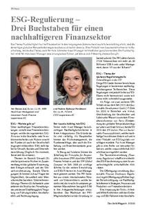 ESG-Regulierung – Drei Buchstaben für einen nachhaltigeren Finanzplatz