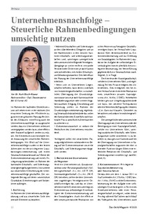 Unternehmensnachfolge – Steuerliche Rahmenbedingungen umsichtig nutzen