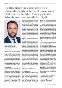 Die Beteiligung an einem deutschen Immobilienfonds in der Rechtsform einer GmbH &amp; Co. KG durch Anleger in der Schweiz aus steuerrechtlicher Optik