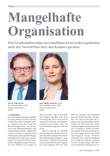 Mangelhafte Organisation: Wie Gesellschaften ohne wirtschaftliche Krise in die Liquidation nach den Vorschriften über den Konkurs geraten
